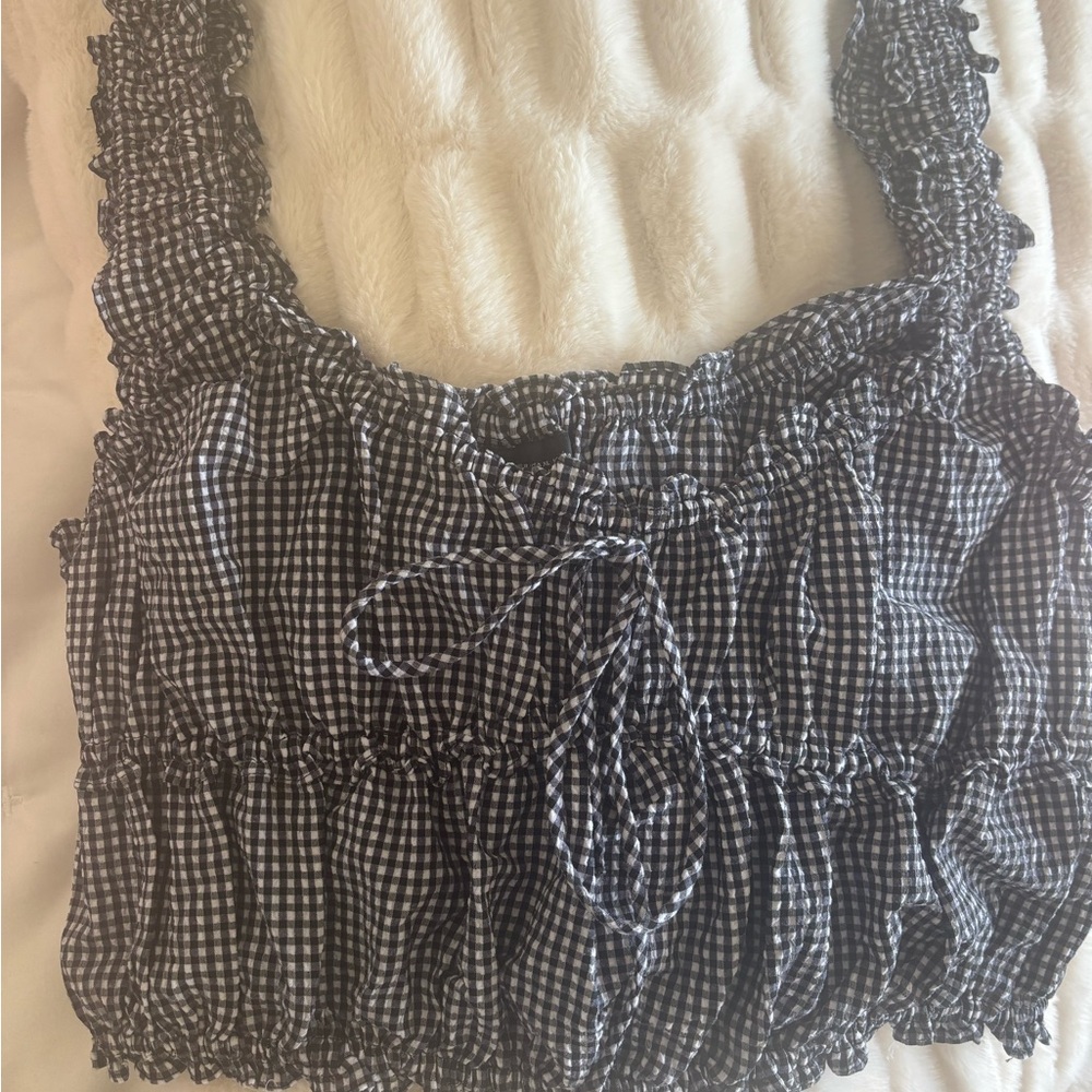 Zara Gingham Black and White Cropped Top